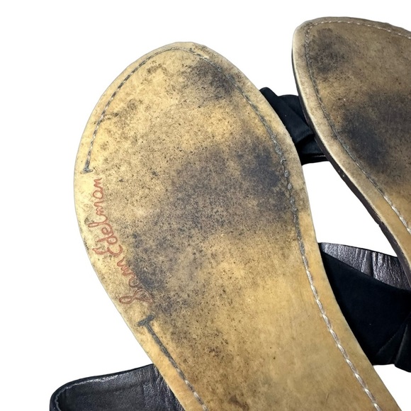 Sam Edelman Gala Slide Mule Black Suede Open Toe Two Strap Flat Slip On Sandals - Picture 7 of 9